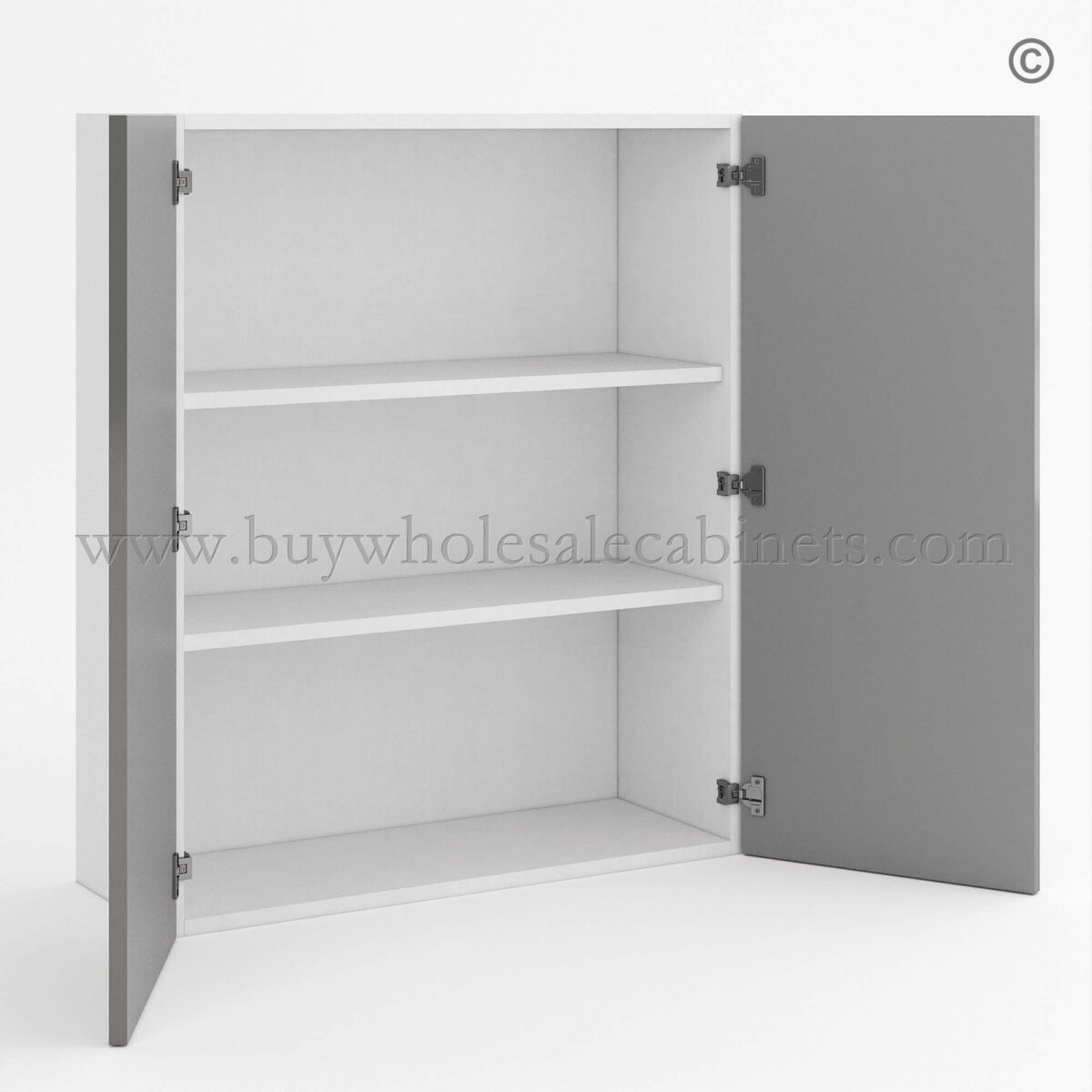 Frameless Gloss Gray 36″H Double Door Wall Cabinet, wholesale cabinets, wall cabinets