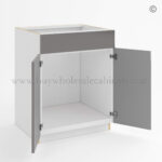 Frameless Gloss Gray Sink Base With Double Doors and Single Dummy Drawer, rta cabinets, base cabinets