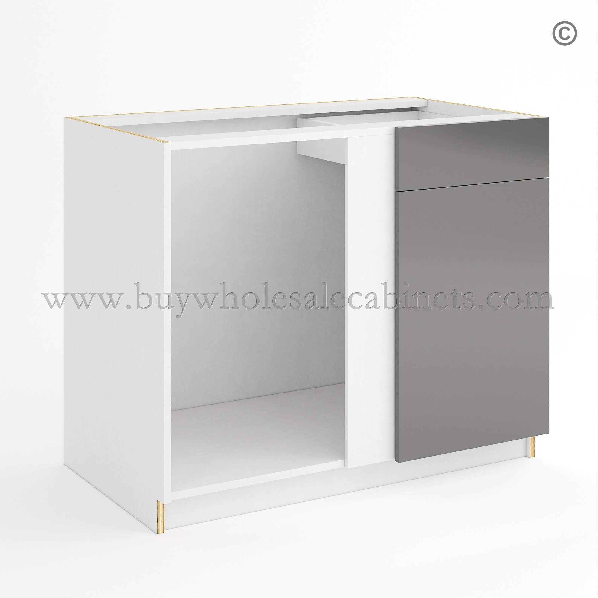 Frameless Gloss Gray Blind Corner Base Cabinet, rta cabinets, base cabinets