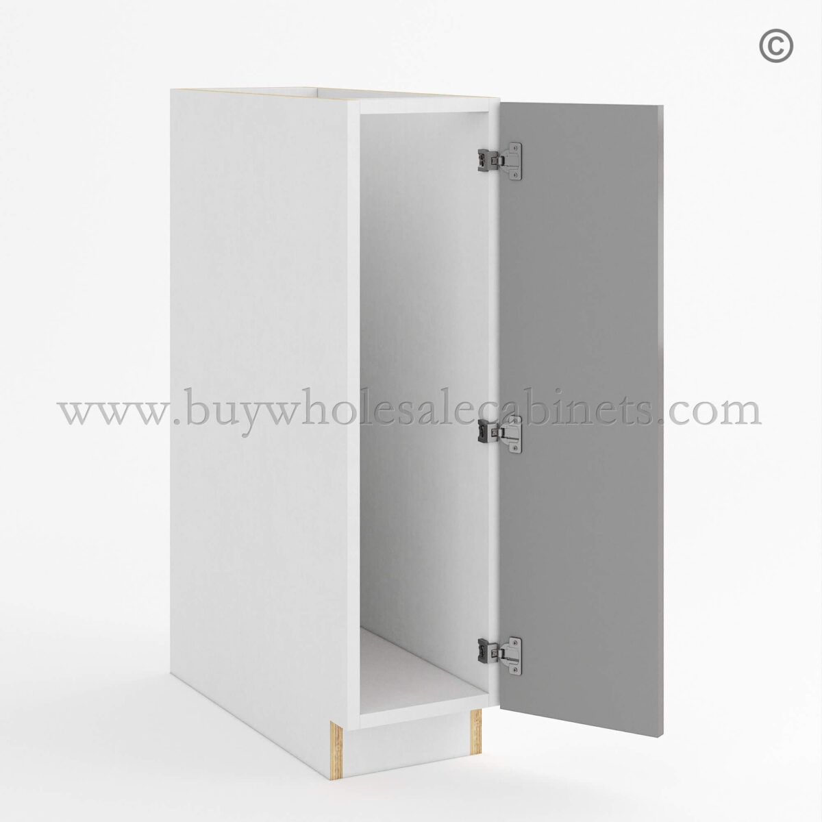 Frameless Gloss Gray Full Height Single Door Base Cabinet, rta cabinets, base cabinets