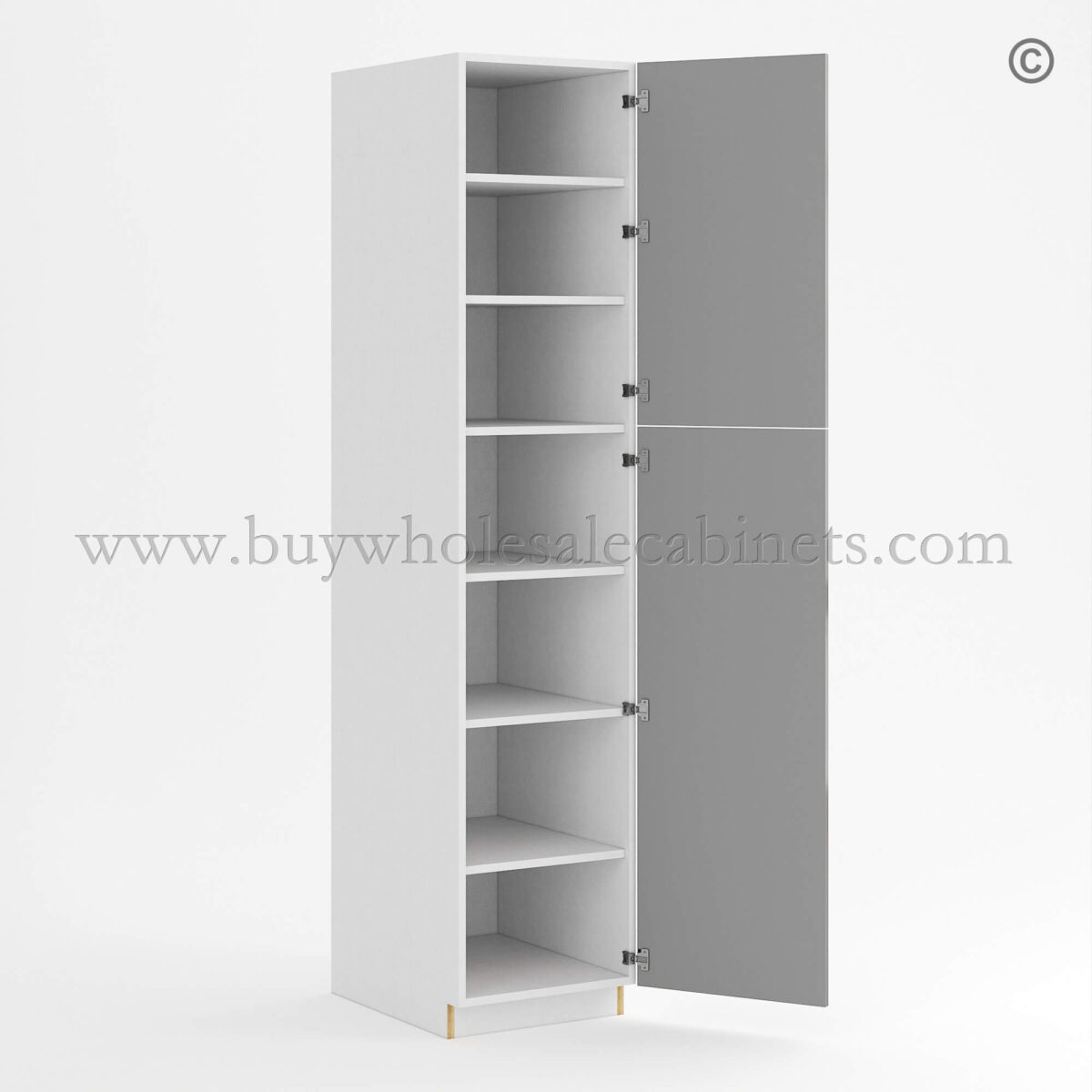 Frameless Gloss Gray Tall Pantry Cabinet with 2 Doors, rta cabinets, frameless cabinets