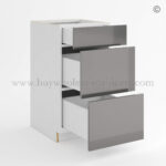 Frameless Gloss Gray Three Drawer Base Vanity Cabinet, rta cabinets, frameless cabinets