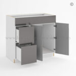 Frameless Gloss Gray Double Drawer Single Dummy Drawer Vanity Combo Base Cabinet 36″W, rta cabinets, frameless cabinets