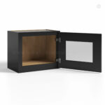 Black Shaker Single Glass Door Wall Cabinets, rta cabinets, wholesale cabinets