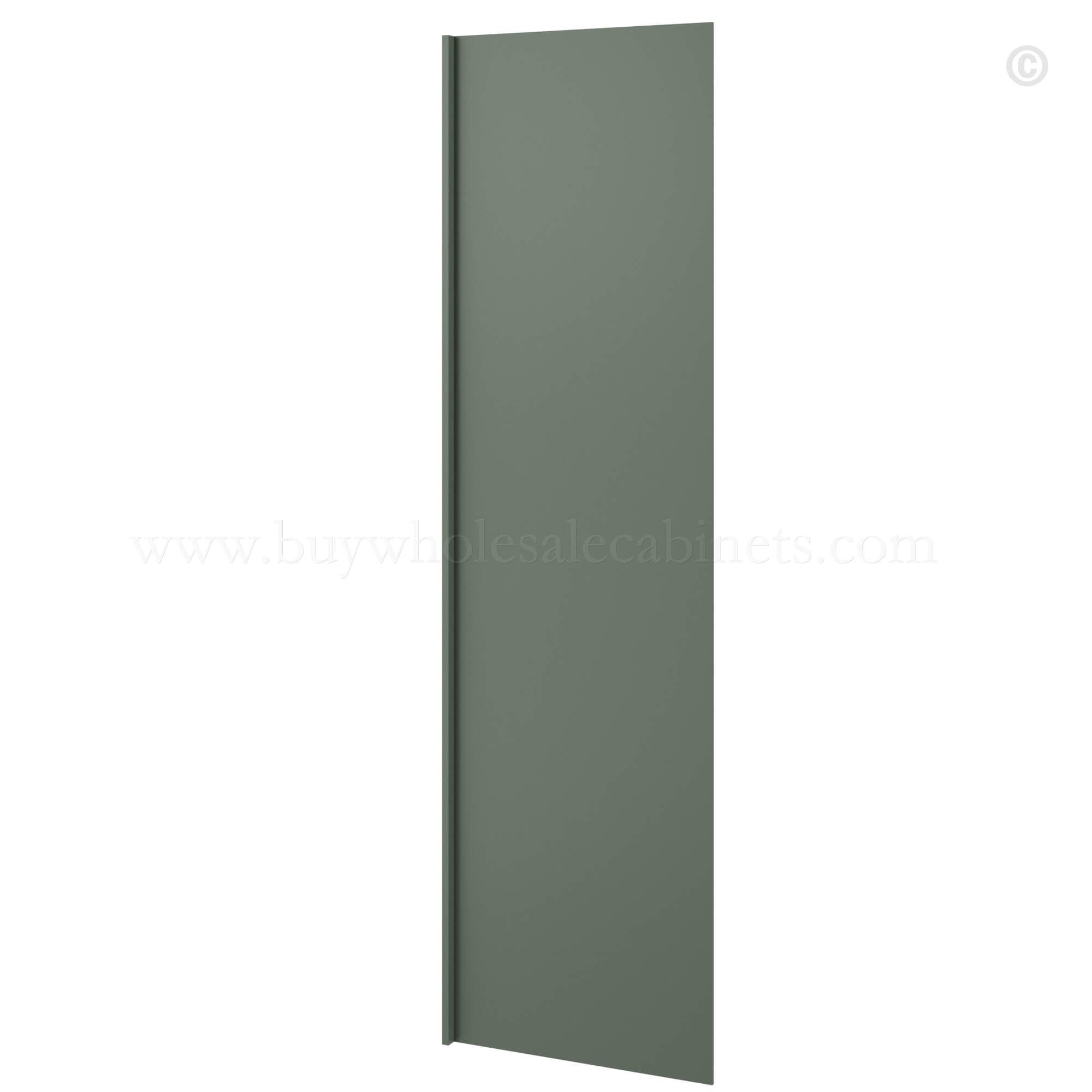 slim shaker green refrigerator return panel, rta cabinets, wholesale cabinets