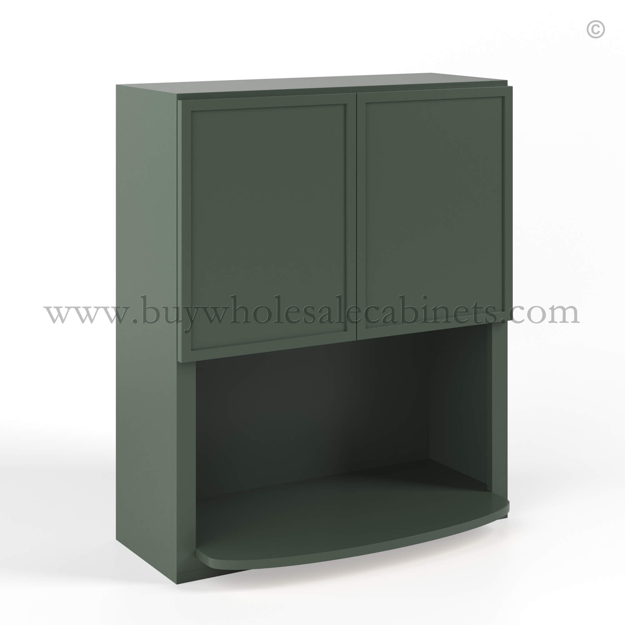 green cabinets