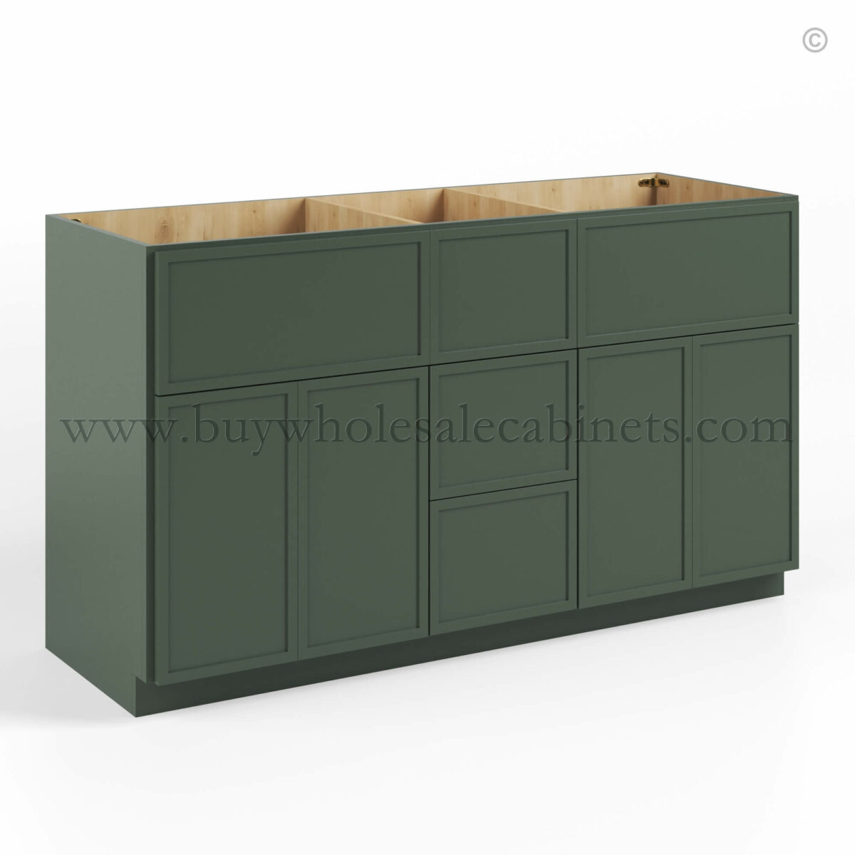 green cabinets