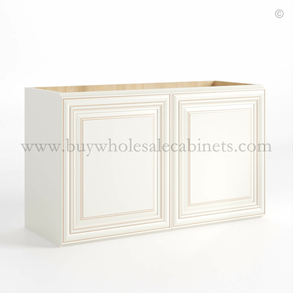 Charleston White Raised Panel 12" H Double Door Wall Cabinet