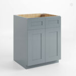 Gray Shaker Sink Base With Double Doors and Drawers