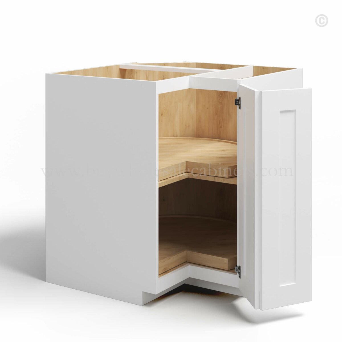 White Shaker Lazy Susan Base Cabinet