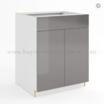 Frameless Gloss Gray Sink Base With Double Doors and Single Dummy Drawer, rta cabinets, base cabinets