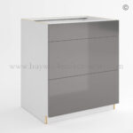 Frameless Gloss Gray Three Drawer Base Cabinet, wholesale cbinets, base cabinets