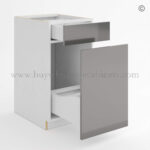 Frameless Gloss Gray Trash Base Cabinet, wholesale cabinets, base cabinets