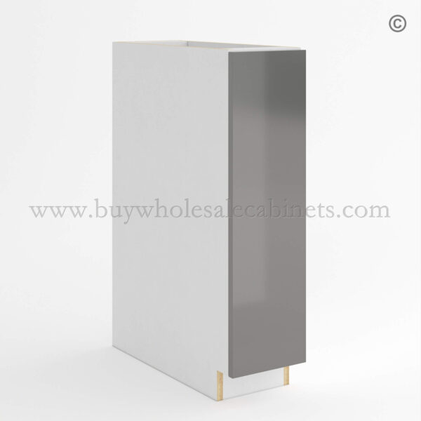 Frameless Gloss Gray Full Height Single Door Base Cabinet, rta cabinets, base cabinets