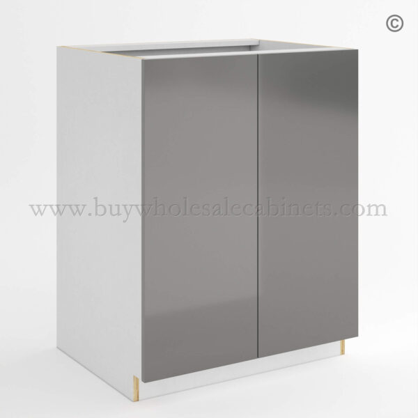 Frameless Gloss Gray Full Height Double Door Base Cabinet, wholesale cabinets, base cabinets