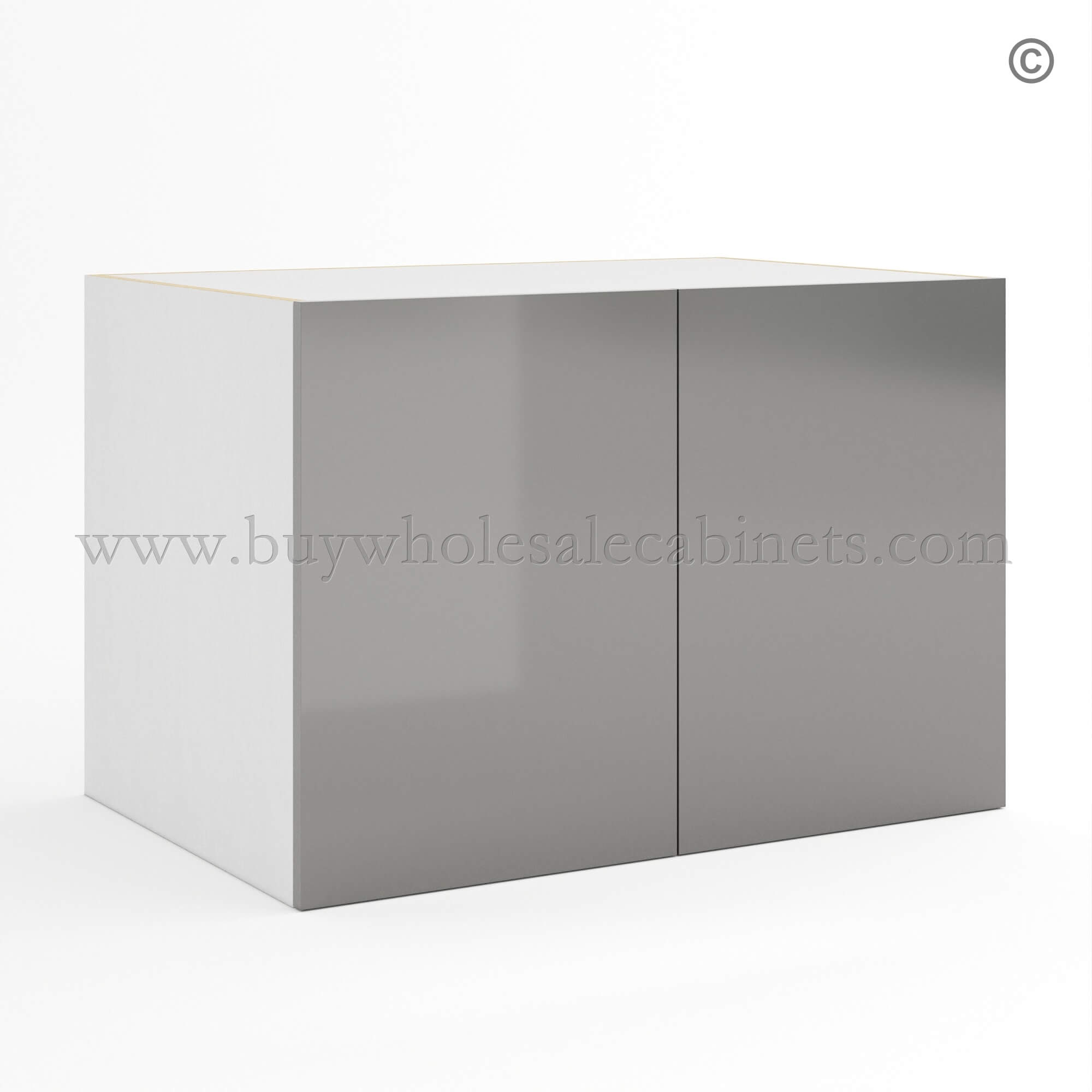 Frameless Gloss Gray 24D Refrigerator Wall Cabinet with Double Door, wholesale cabinets, wall cabinets