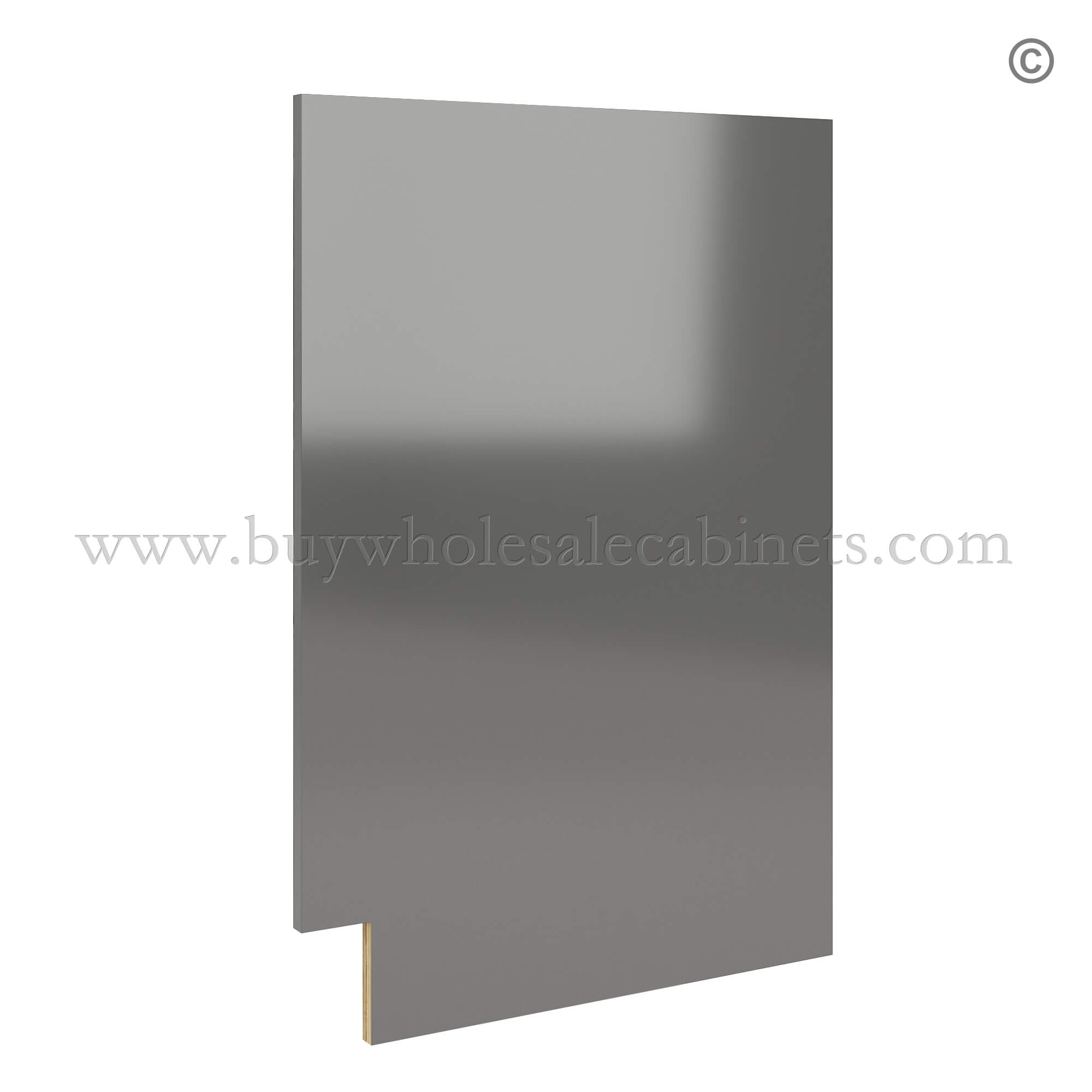 Frameless Gloss Gray Finished Panel for Base Cabinets, rta cabinets, frameless cabinets