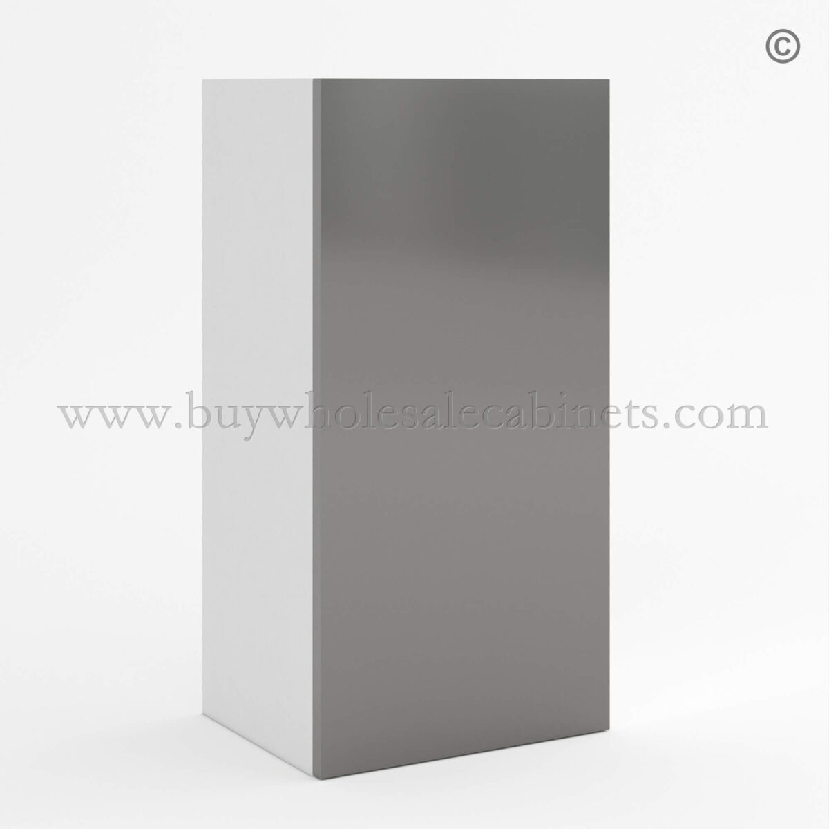 Frameless Gloss Gray 30H Single Door Wall Cabinet, rta cabinets, wall cabinets