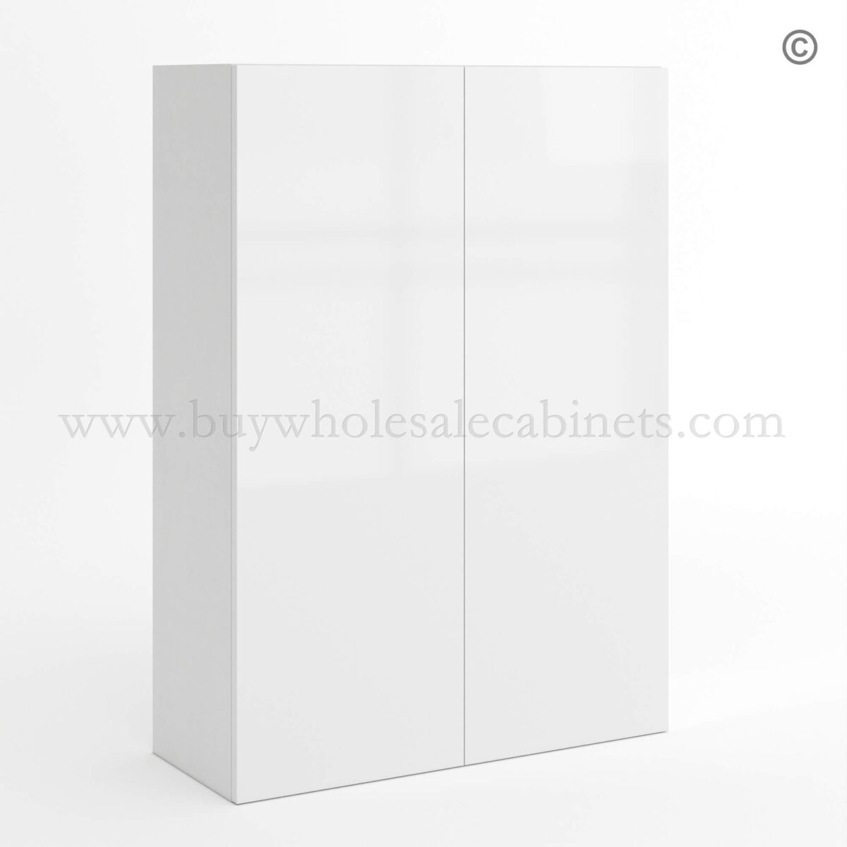 Frameless Gloss White 42H Double Door Wall Cabinet, rta cabinets, white frameless cabinets