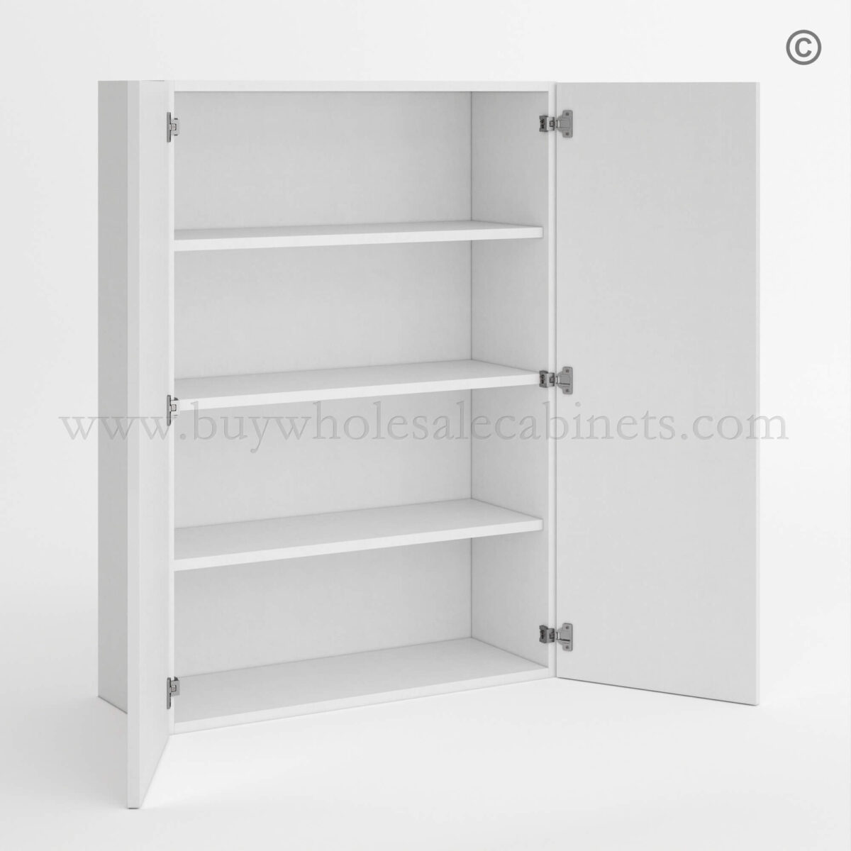 Frameless Gloss White 42″H Double Door Wall Cabinet, rta cabinets frameless cabinets