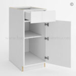 Frameless Gloss White Base Cabinet Single Door and Drawer, rta cabinets, base cabinets