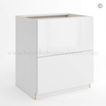 Frameless Gloss White Two Drawer Base Cabinet, rta cabinets, drawer base cabinets