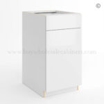 Frameless Gloss White Trash Base Cabinet, rta cabinets, white base cabinets