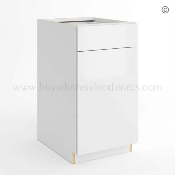 Frameless Gloss White Trash Base Cabinet, rta cabinets, white base cabinets