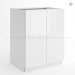 Frameless Gloss White Full Height Double Door Base Cabinet, rta cabinets, white base cabinets