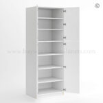 Frameless Gloss White Tall Pantry Cabinet with 4 Doors, rta cabinets, frameless cabinets