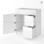 Frameless Gloss White Double Drawer Single Dummy Drawer Vanity Combo Base Cabinet 30″W, wholesale cabinets, vanity cabinets