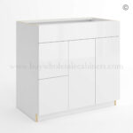 Frameless Gloss White Double Drawer Single Dummy Drawer Vanity Combo Base Cabinet 36W, wholesale cabinets, vanity cabinets