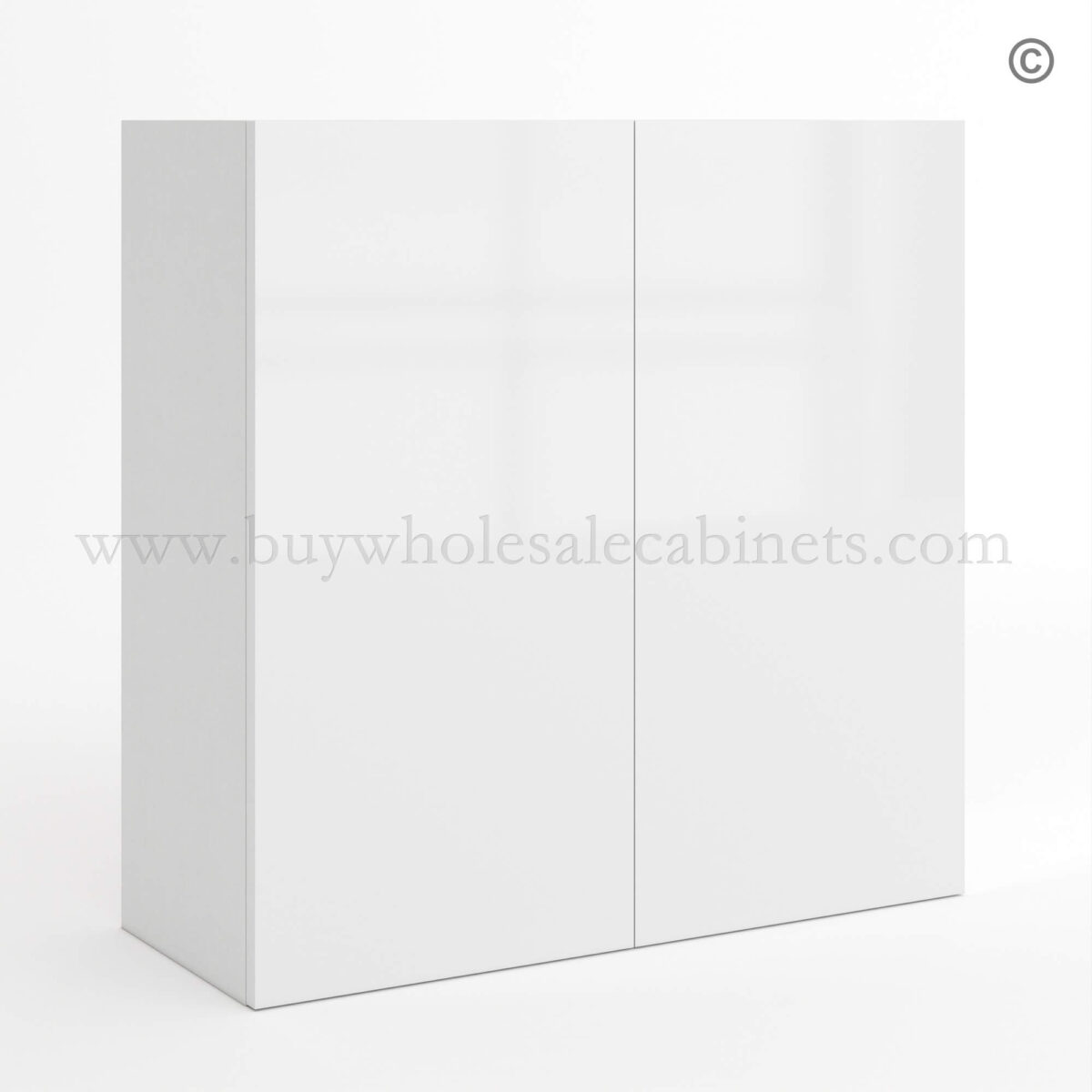 Frameless Gloss White 30H Double Door Wall Cabinet, rta cabinets, white frameless cabinets